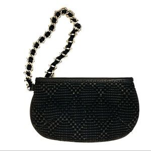 Ann Taylor Navy Blue Basketweave Wristlet